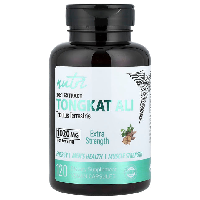 Nutri 20:1 Extract Tongkat Ali 1000mg, 120 vegan capsules, front label