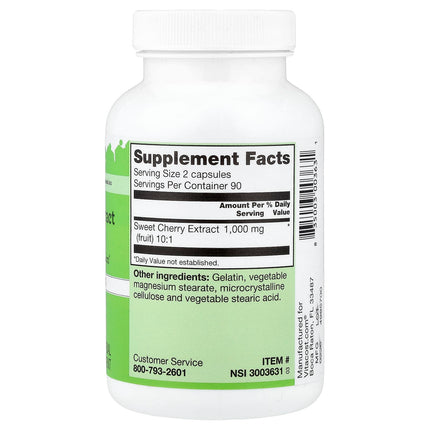 Vitacost Cherry Fruit Extract 180 Capsules - supplement facts label