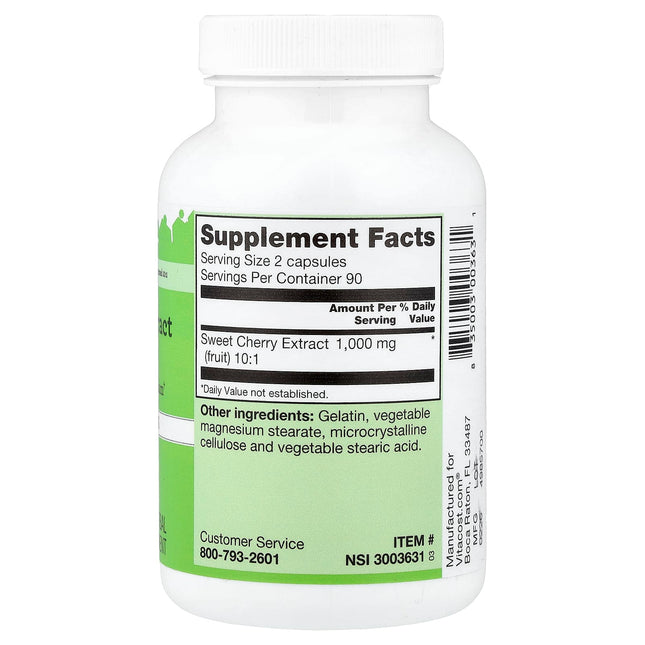 Vitacost Cherry Fruit Extract 180 Capsules - supplement facts label
