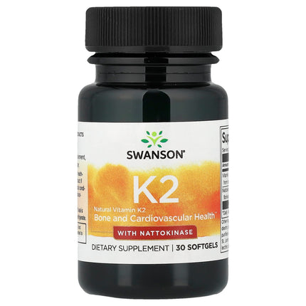 Swanson Vitamins Vitamin K2 with Nattokinase, 30 Softgels, label view 3