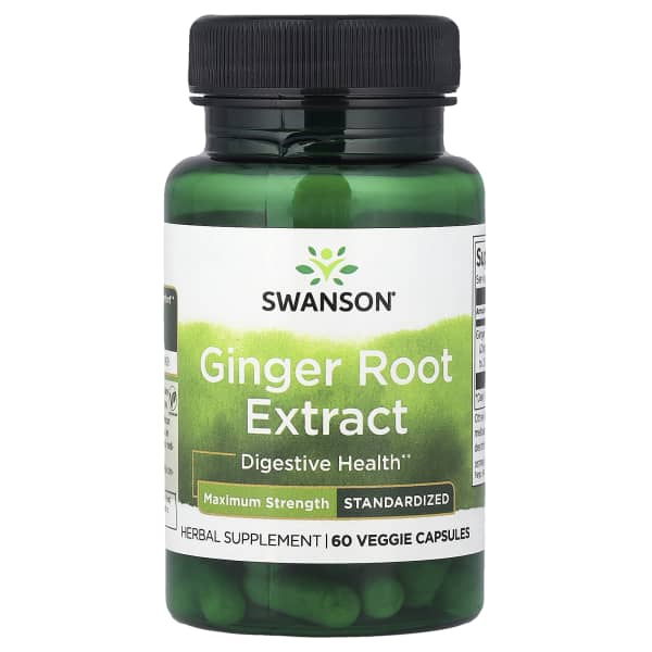 Swanson Ginger Root Extract, Standardized, 60 Veggie Capsules (200 mg per Capsule)