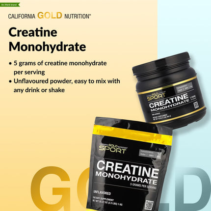California Gold Nutrition, Sport, Pure Creatine Monohydrate, Unflavoured, 1 lb (454 g)