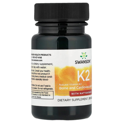 Swanson Vitamins Vitamin K2 with Nattokinase, 30 Softgels, label view 4