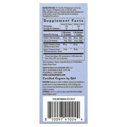 Legendairy Milk, Organic Elderberry Drops, 6+ Months, Yummy Grape, 2 fl oz (60 ml)