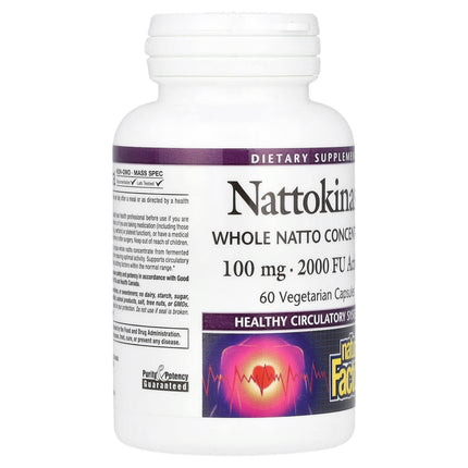 Natural Factors Nattokinase, 100 mg, 60 Vegetarian Capsules, label view 6