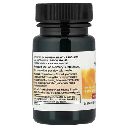 Swanson Vitamins Vitamin K2 with Nattokinase, 30 Softgels, label view 5