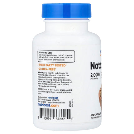 Nutricost Nattokinase, 100 mg (2,000 FU), 120 Capsules, label view 6