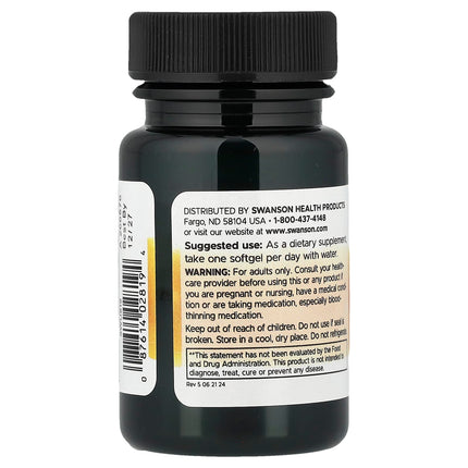 Swanson Vitamins Vitamin K2 with Nattokinase, 30 Softgels, label view 6