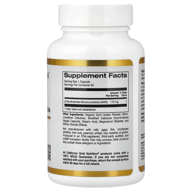 California Gold Nutrition NMN Nicotinamide Mononucleotide 175 mg capsules bottle