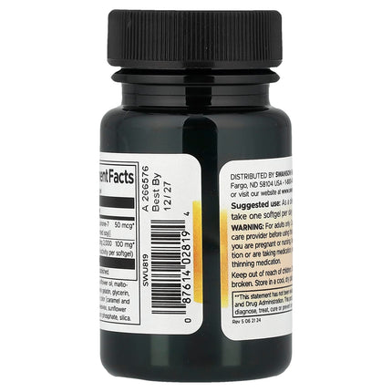 Swanson Vitamins Vitamin K2 with Nattokinase, 30 Softgels, label view 7