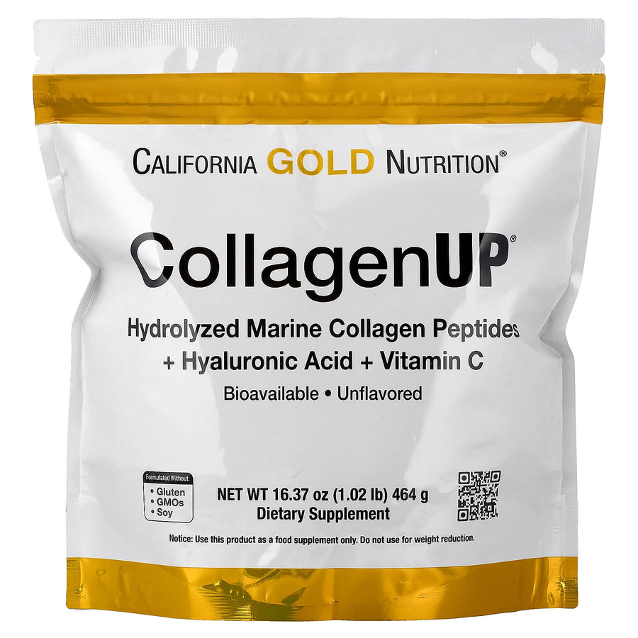 California Gold Nutrition CollagenUP marine collagen peptides hyaluronic acid vitamin C powder