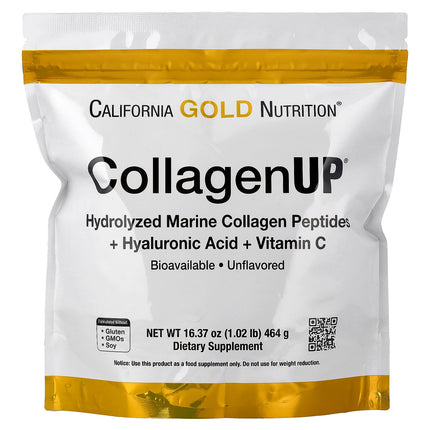 California Gold Nutrition CollagenUP marine collagen peptides hyaluronic acid vitamin C powder