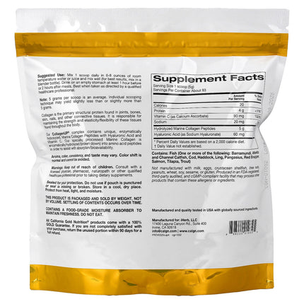 California Gold Nutrition CollagenUP marine collagen peptides hyaluronic acid vitamin C powder