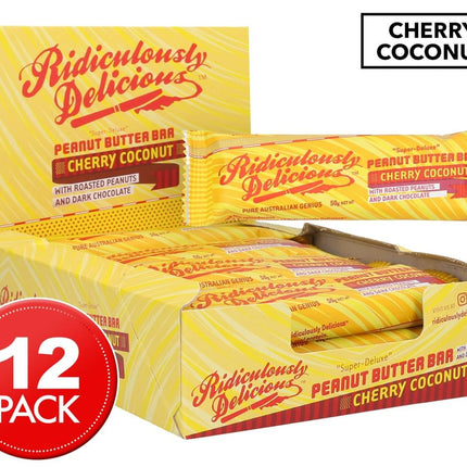 Ridiculously Delicious Peanut Butter Bar Cherry Coconut 50g Box of 12
