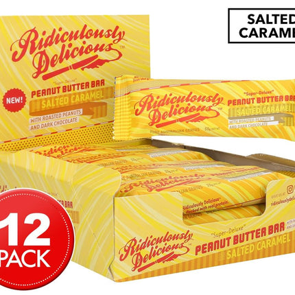 Ridiculously Delicious Peanut Butter Bar Salted Caramel 50g Box of 12