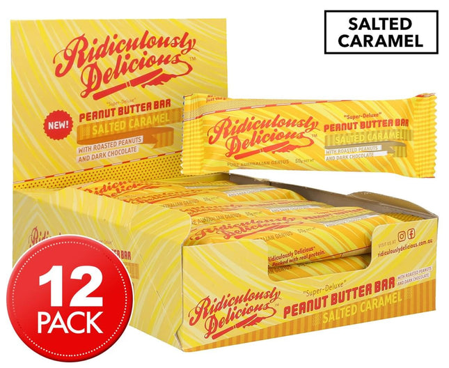 Ridiculously Delicious Peanut Butter Bar Salted Caramel 50g Box of 12