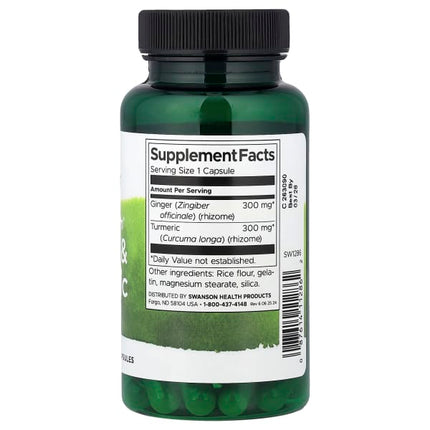 Swanson Full Spectrum® Ginger & Turmeric, 60 Capsules