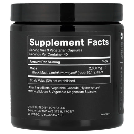 Toniiq Black Maca 20:1, 666 mg per Capsule