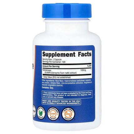 Nutricost Nattokinase, 100 mg (2,000 FU), 120 Capsules, packaging detail 2