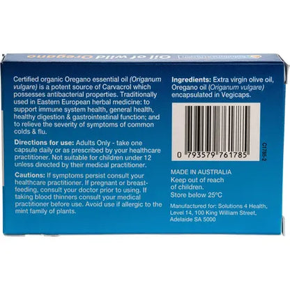 SOLUTIONS 4 HEALTH Oil of Wild Oregano VegeCaps 12 Caps