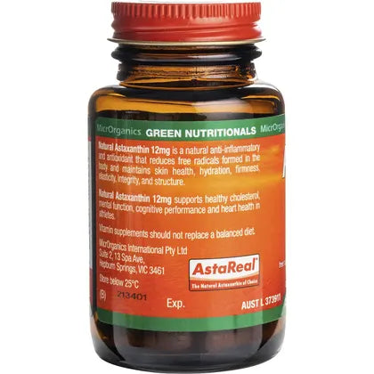GREEN NUTRITIONALS Natural Astaxanthin Vegan Capsules 12mg 20 Caps