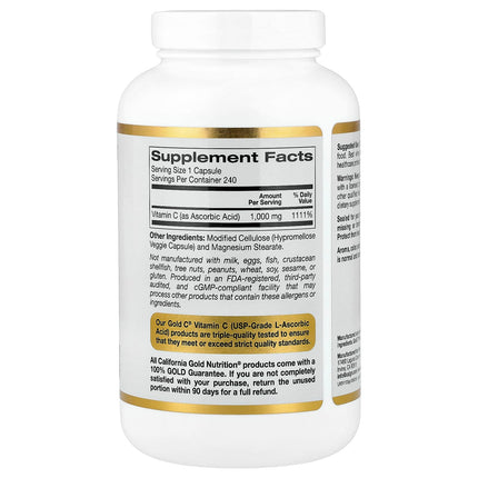 California Gold Nutrition Gold C USP-grade Vitamin C 1000 mg capsules bottle