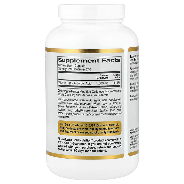 California Gold Nutrition Gold C USP-grade Vitamin C 1000 mg capsules bottle