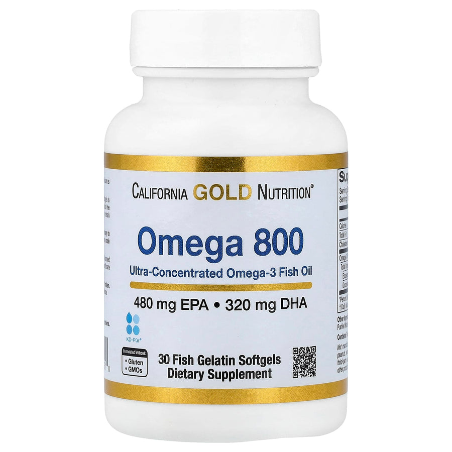 California Gold Nutrition Omega 800 Ultra-Concentrated Fish Oil kd-pur triglyceride 1000 mg capsules