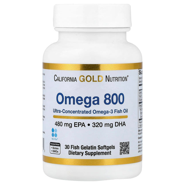California Gold Nutrition Omega 800 Ultra-Concentrated Fish Oil kd-pur triglyceride 1000 mg capsules