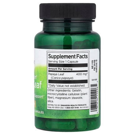 Swanson Full Spectrum® Papaya Leaf, 400 mg, 60 Capsules