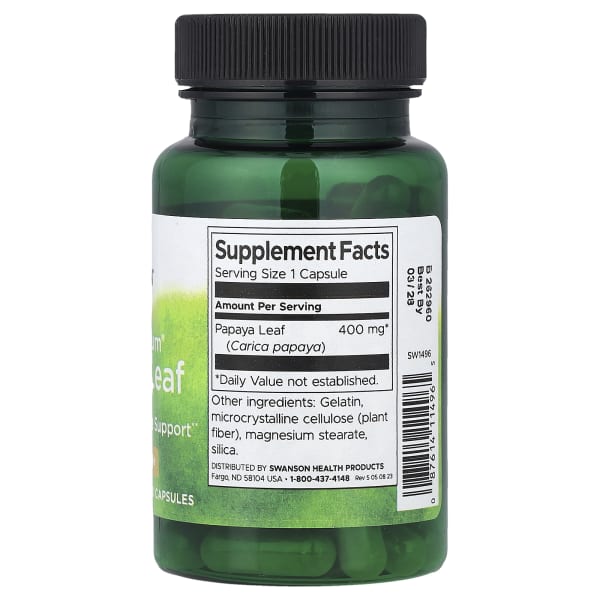 Swanson Full Spectrum® Papaya Leaf, 400 mg, 60 Capsules