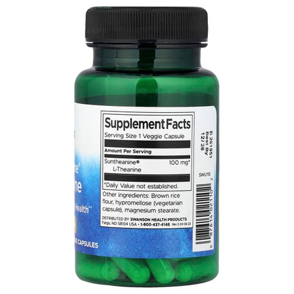 Swanson Suntheanine® L-Theanine, 100 mg, 60 Veggie Capsules
