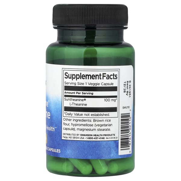 Swanson Suntheanine® L-Theanine, 100 mg, 60 Veggie Capsules