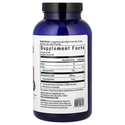 Legendairy Milk, Sunflower Lecithin, 200 Softgels