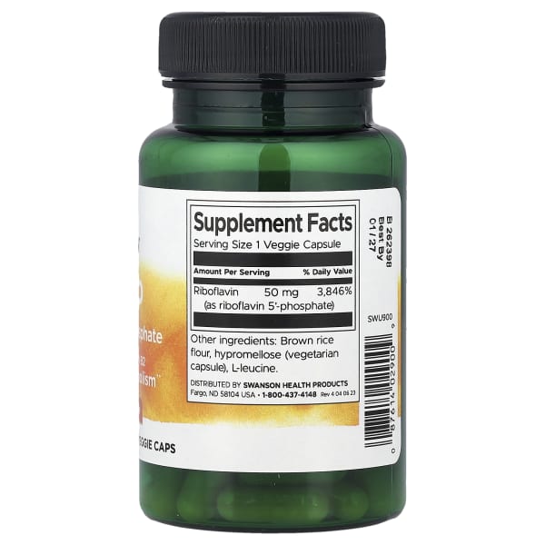 Swanson R-5-P, Riboflavin-5-Phosphate, 50 mg, 60 Veggie Caps