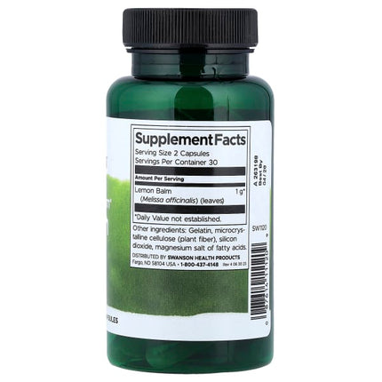 Swanson Full Spectrum®, Lemon Balm, 500 mg, 60 Capsules