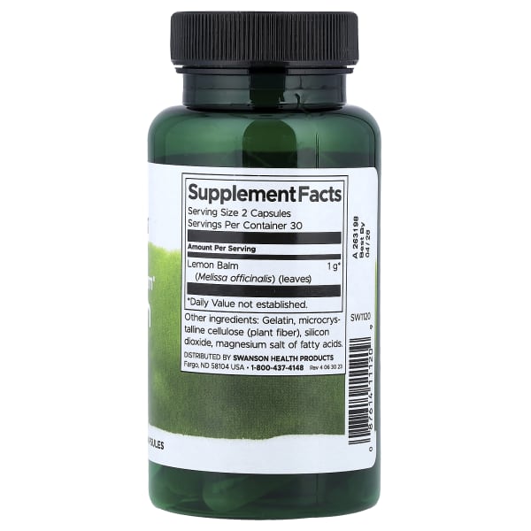 Swanson Full Spectrum®, Lemon Balm, 500 mg, 60 Capsules