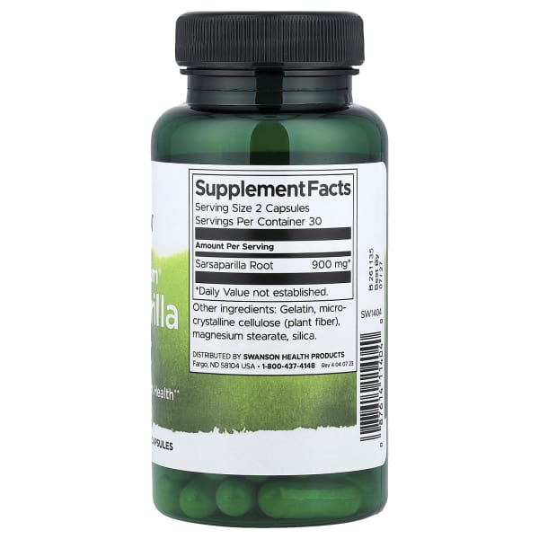 Swanson Full Spectrum® Sarsaparilla Root, 450 mg, 60 Capsules