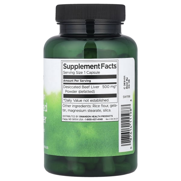 Swanson Argentinian Desiccated Beef Liver, 500 mg, 120 Capsules