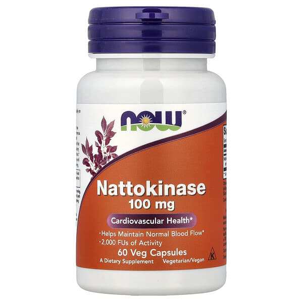 NOW Foods Nattokinase 100 mg 2,000 FU 60 Veg Capsules front bottle
