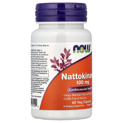 NOW Foods Nattokinase, 100 mg, 60 Veg Capsules, label view 9