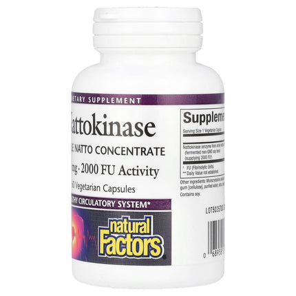 Natural Factors Nattokinase, 100 mg, 60 Vegetarian Capsules, label view 12
