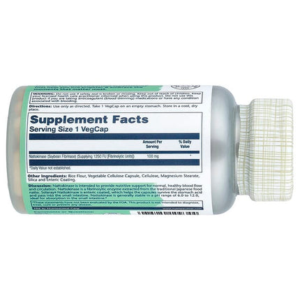 Solaray Nattokinase, 100 mg (1,250 FU), 30 VegCaps, packaging detail 2