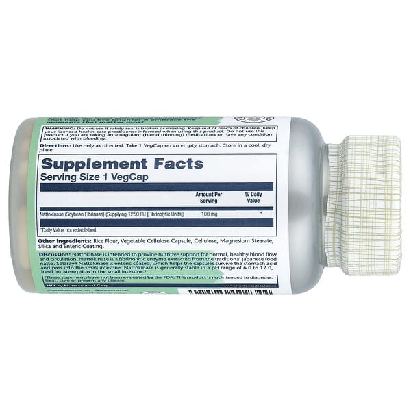 Solaray Nattokinase 1,250 FU packaging detail 1