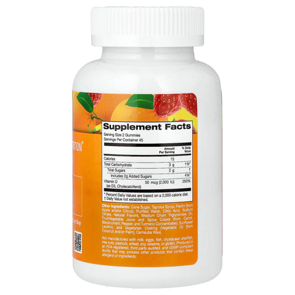 California Gold Nutrition Vitamin D3 Gummies 1000 IU lemon orange strawberry bottle