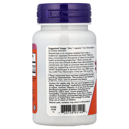 NOW Foods Nattokinase, 100 mg, 60 Veg Capsules, label view 11