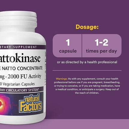Natural Factors Nattokinase, 100 mg, 60 Vegetarian Capsules, packaging detail 4