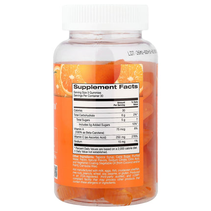 California Gold Nutrition Vitamin C and Vitamin A Orange Gummies vegetarian bottle