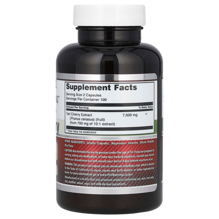 Supplement facts panel for Amazing Nutrition Tart Cherry showing 700mg 10:1 extract equivalent to 7000mg tart cherry