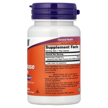 NOW Foods Nattokinase, 100 mg, 60 Veg Capsules, label view 14
